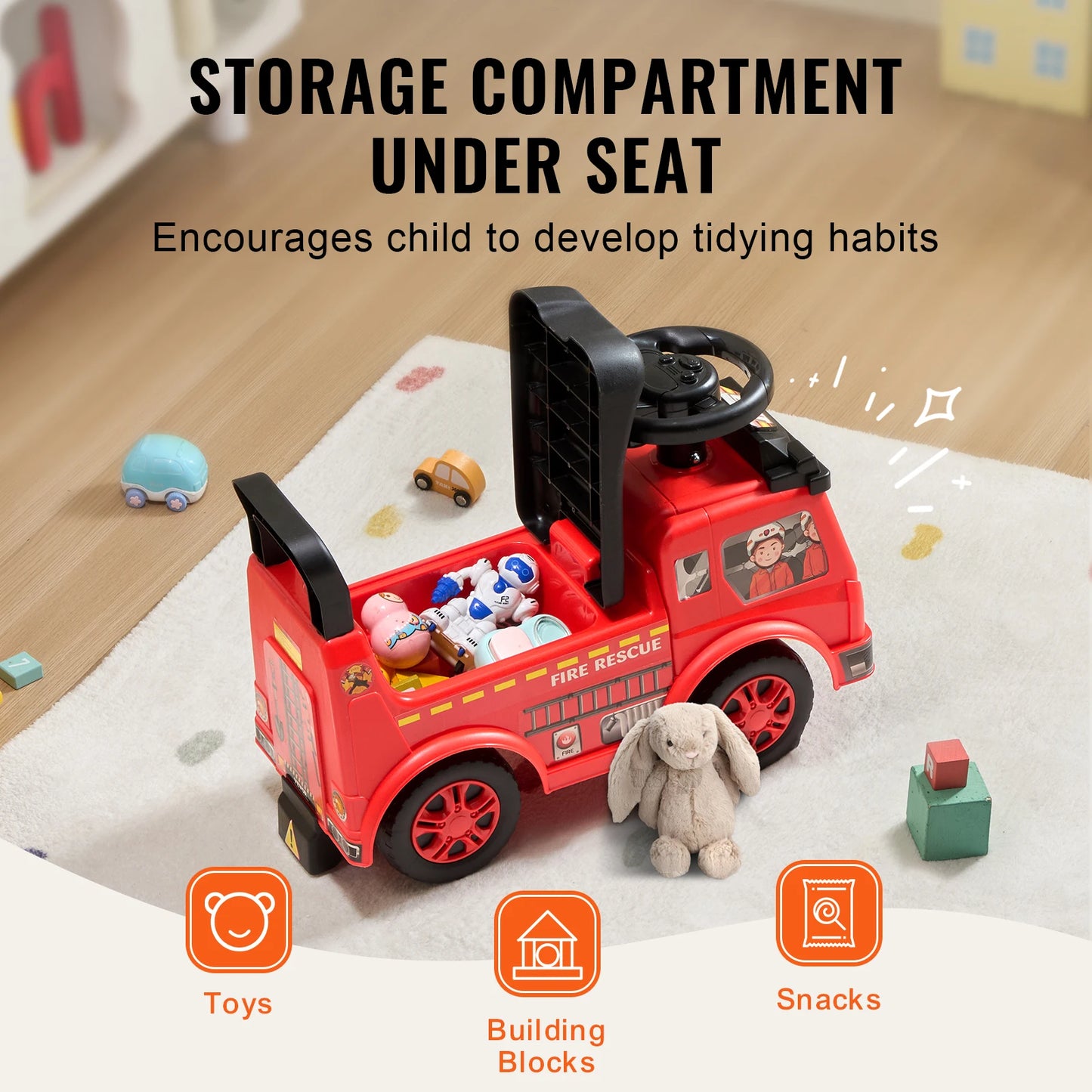 SucceBuy Ride On Push Car For Kids With Music Wheel