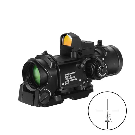 Bestsight 1x-4x Fixed Dual Purpose Rifle Scope With Mini Red Dot Sight Hunting