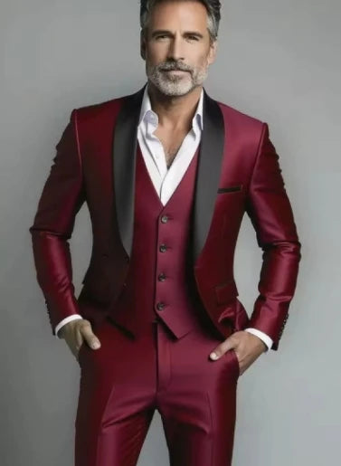 Men's Formal Suit Set Jacket Vest Pants For Business Wedding