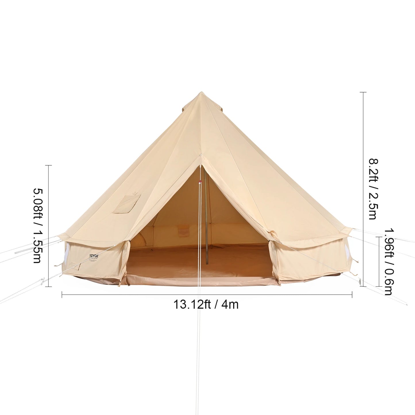 SucceBuy Canvas Bell Tent 4 Seasons Outdoor Camping Stove Breathable