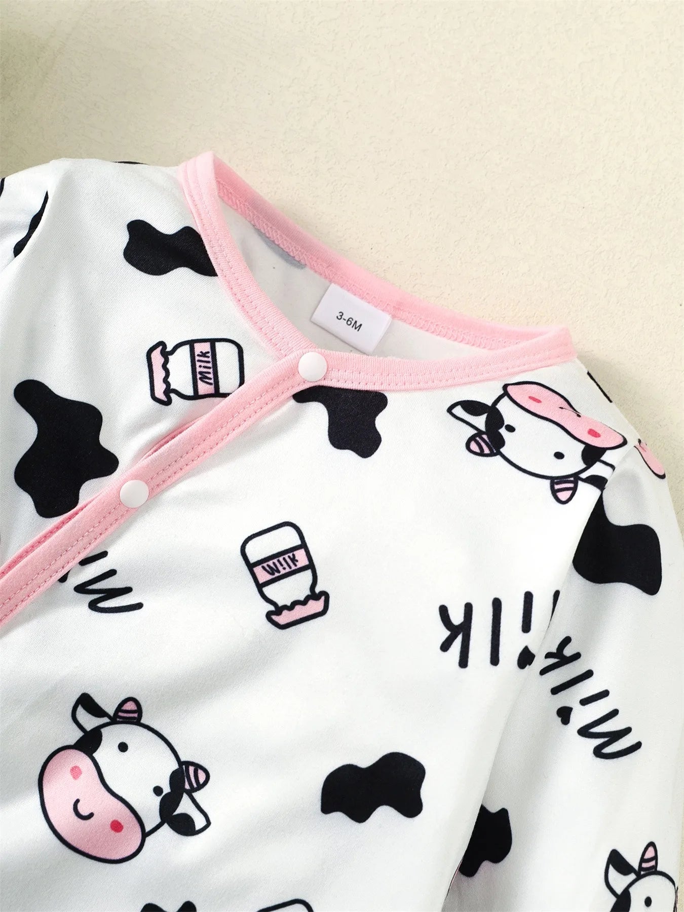 Mioglrie Baby Girl Romper Set Cow Print Jumpsuit Headband