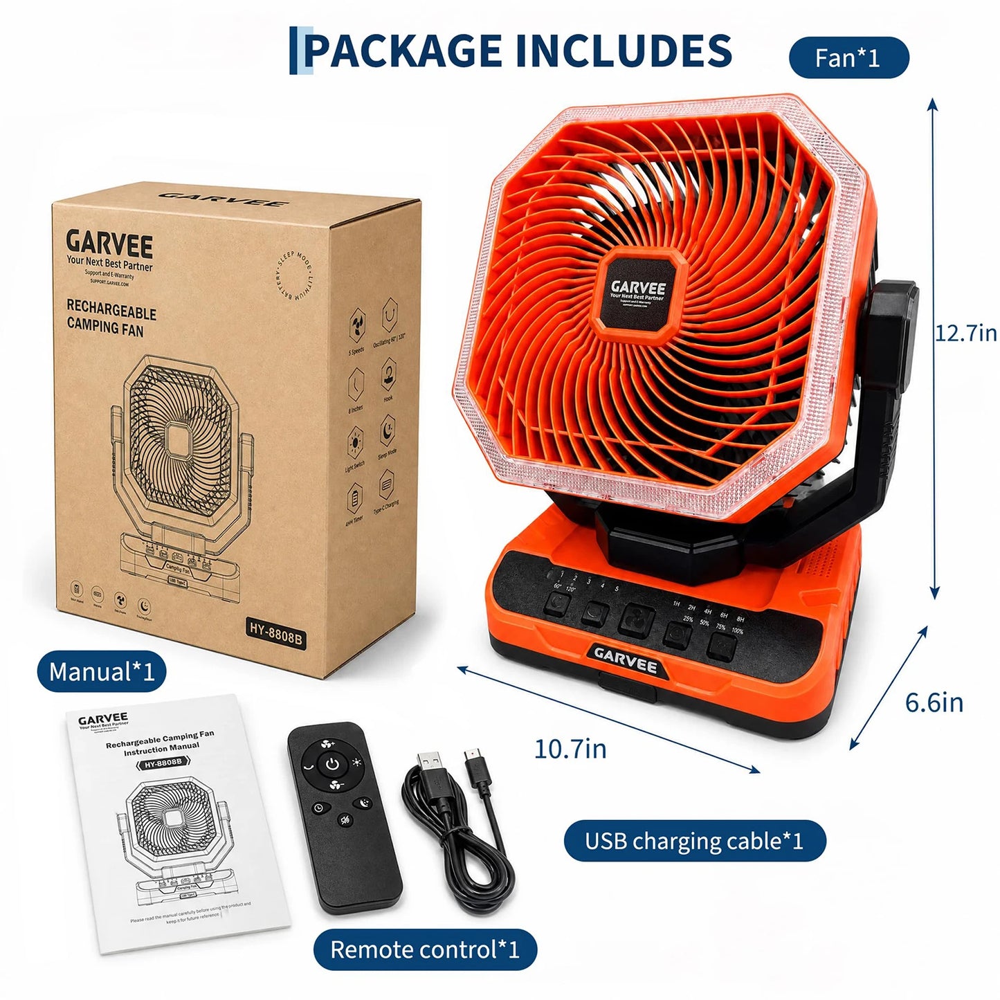HiMISS Portable Camping Fan 40000mAh Rechargeable LED Light 5 Speeds