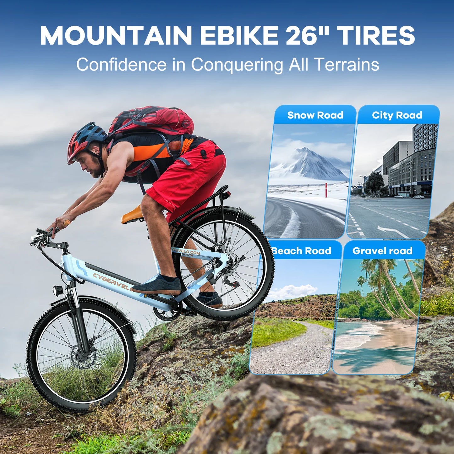 CYBERVELO Urban Commute EBike With 1000W Peak Motor Detachable Battery