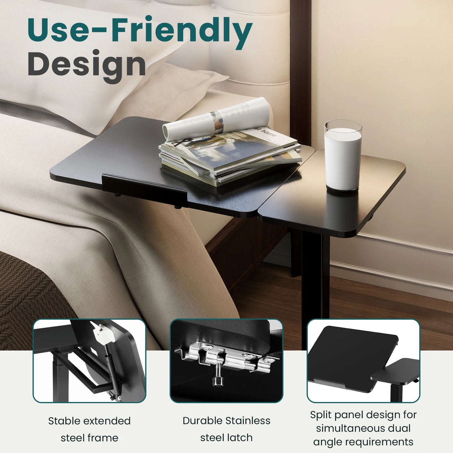 MCQ Standing Desk Flip C Shaped Table Height Adjustable Ergonomic Storage