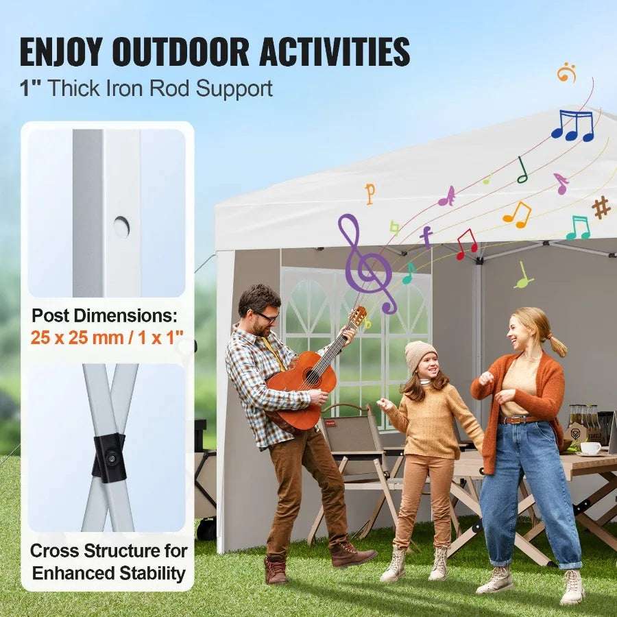Aluminum Pop Up Canopy Gazebo With 3 Sidewalls And Windows