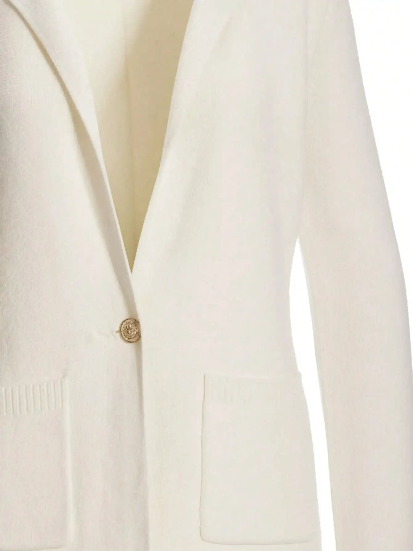 Women Single Button Thin Knit Fitted Blazer Jacket