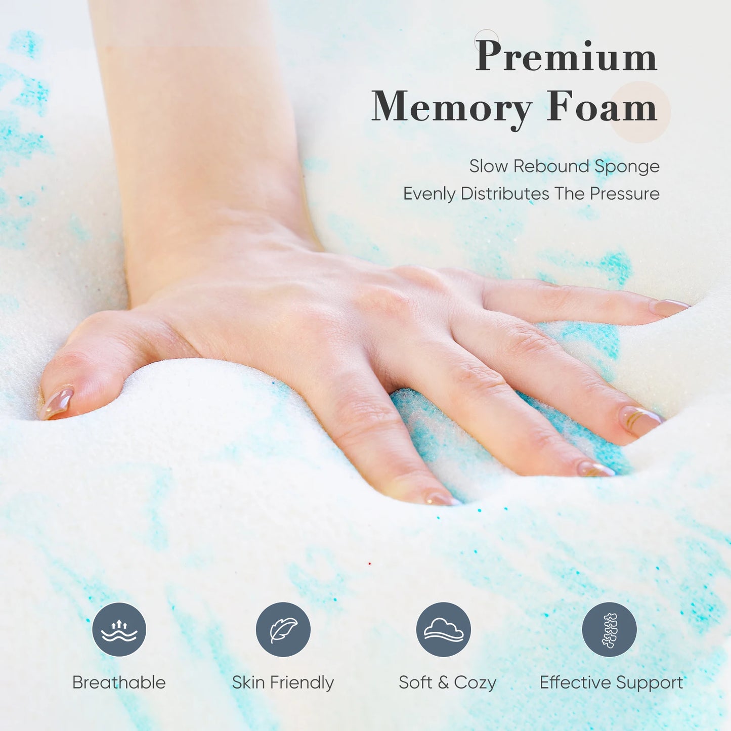 JHK Gel Memory Foam Mattress Topper Cooling Breathable