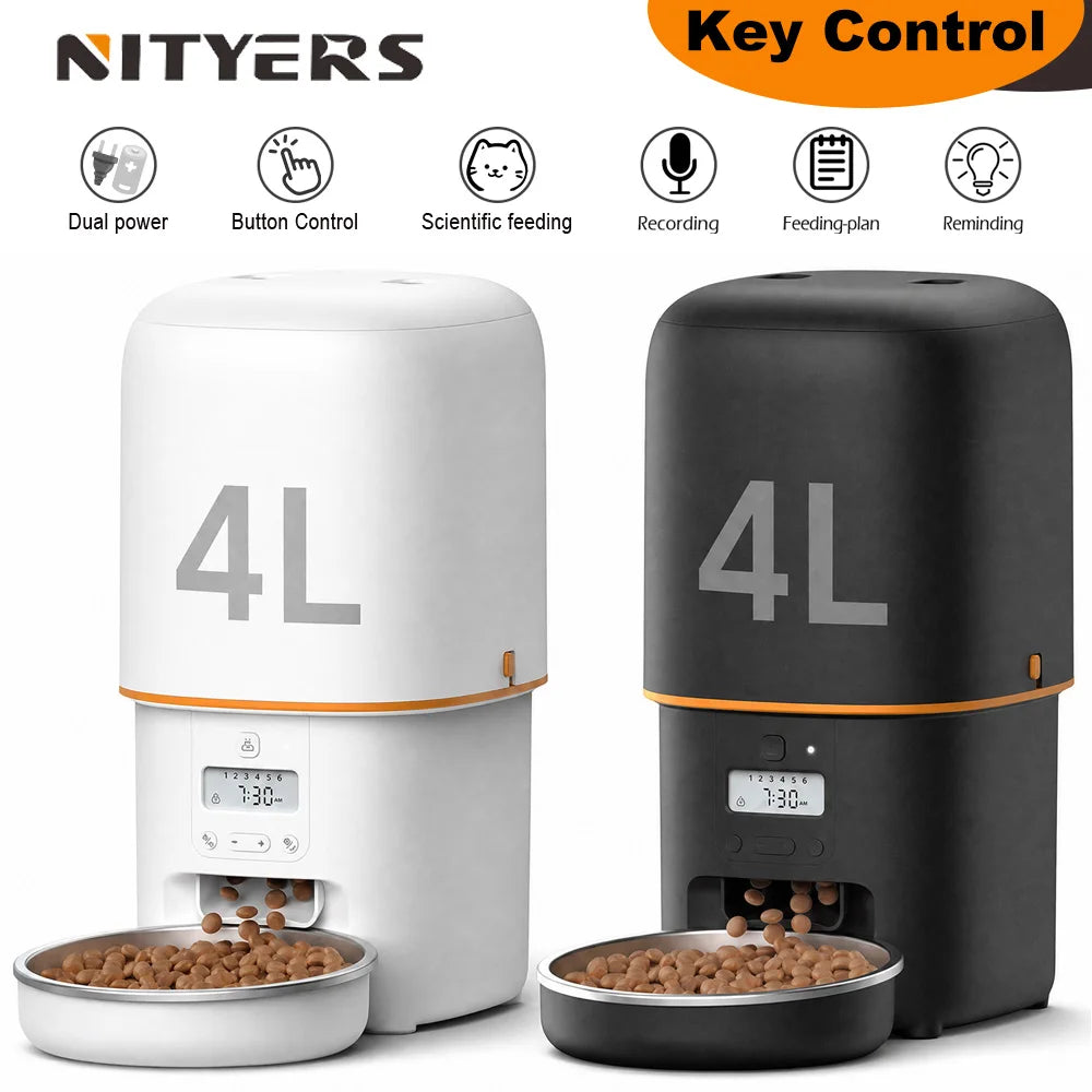 Nityers Automatic Cat Feeder With Voice Recorder Timed Dispenser