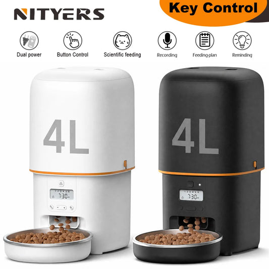 Nityers Automatic Cat Feeder With Voice Recorder Timed Dispenser