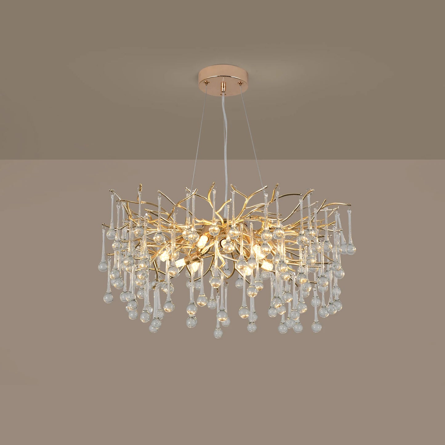 GreeLustr Modern Luxury Gold Crystal Tree Branch Ceiling Chandelier