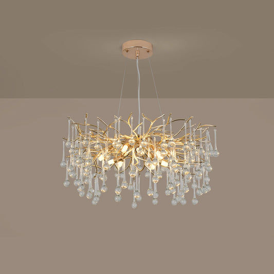 GreeLustr Modern Luxury Gold Crystal Tree Branch Ceiling Chandelier