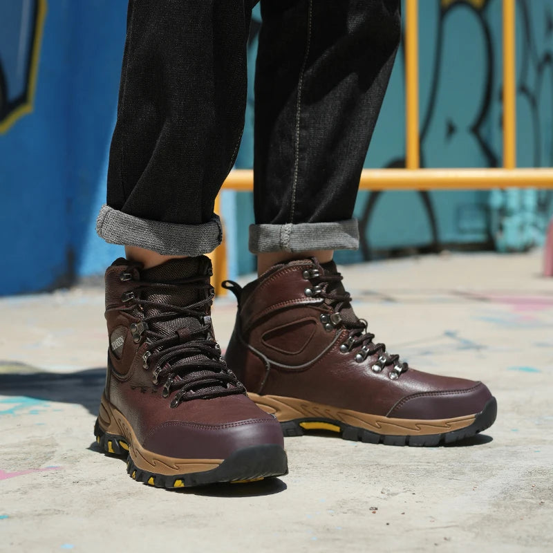 Veigar Waterproof Leather Indestructible Men Work Boots Outdoor Safety