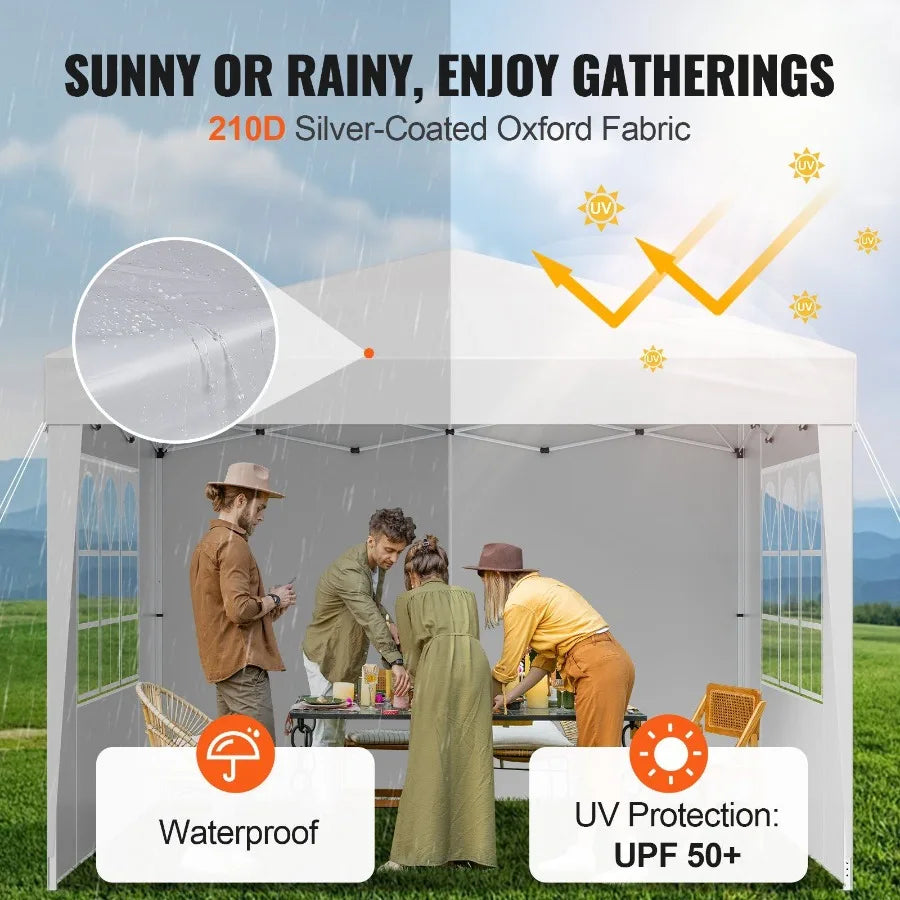 Aluminum Pop Up Canopy Gazebo With 3 Sidewalls And Windows