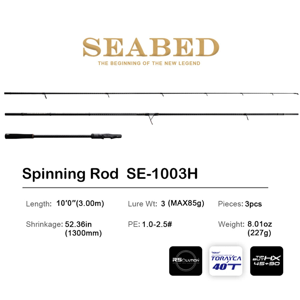 Pure-Lure Seabed Spinning Rod For Sea Bass Fast Action 10-14lb
