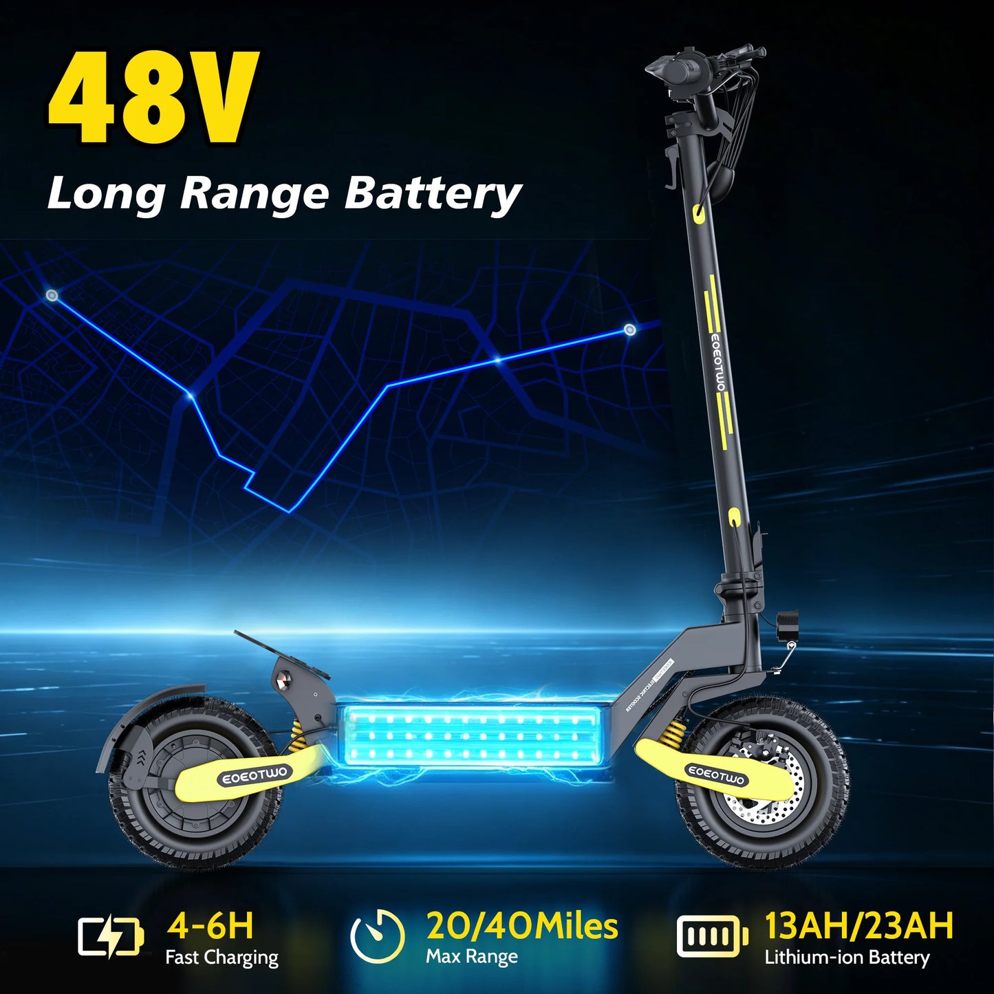 EOEOTWO 1200W Off Road Electric Scooter For Adults Foldable 48V