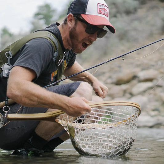 Fly Fishing Landing Net With Soft Knotless Rubber Mesh For Catch And Release