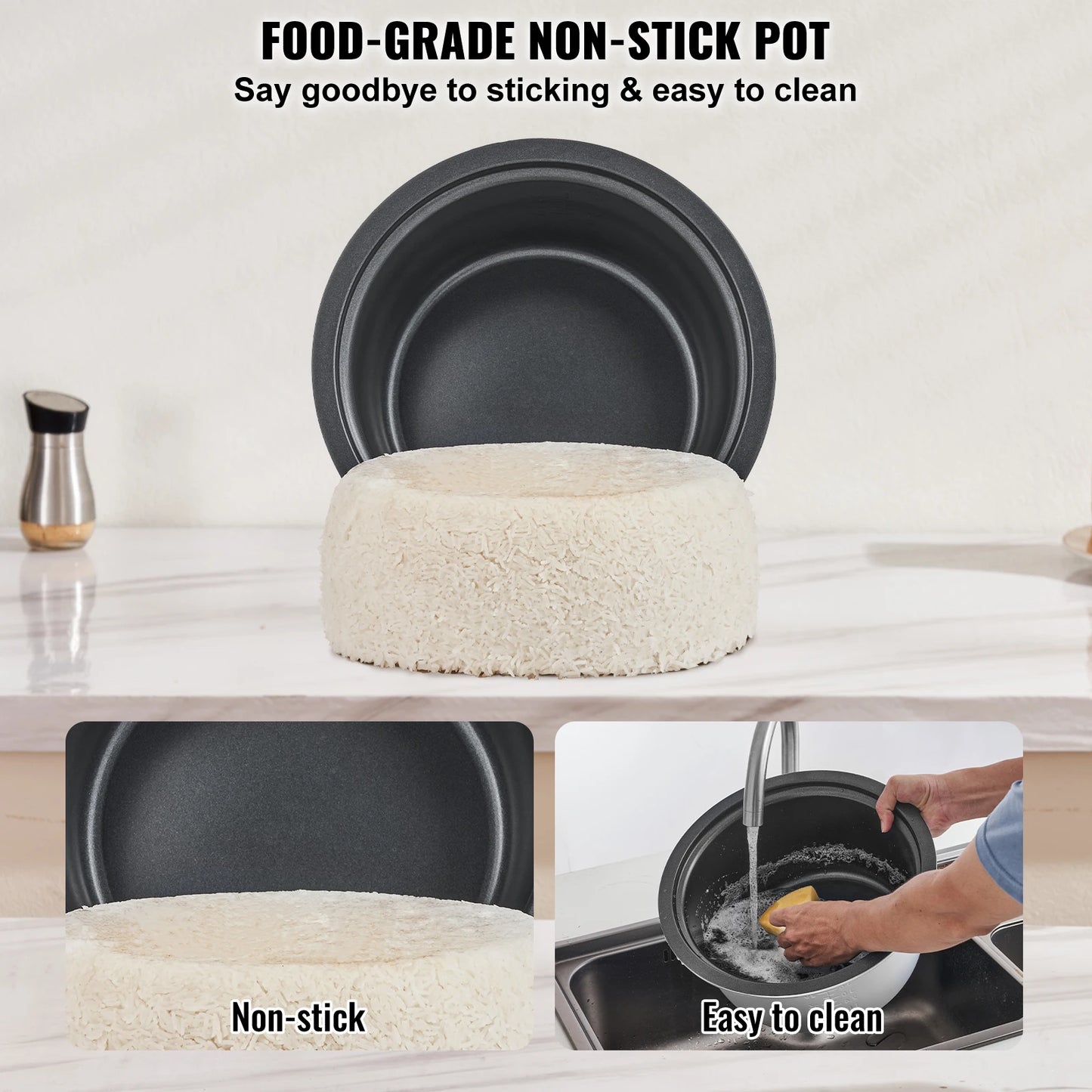 SucceBuy Commercial Rice Cooker Aluminium Nonstick Inner Pot 24 Hour Keep Warm