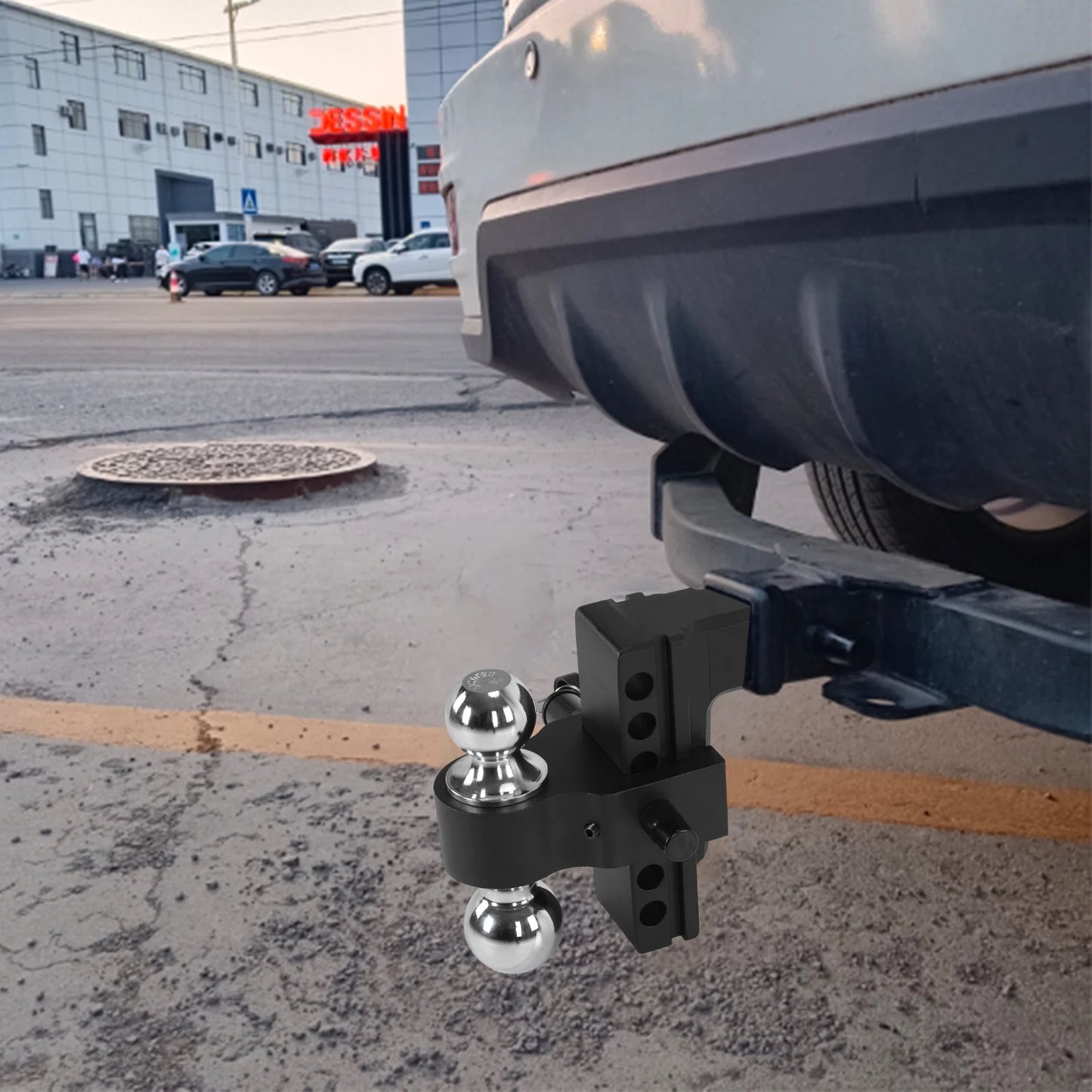 Adjustable Trailer Hitch With Dual Ball Towing Storage 12000 Lbs