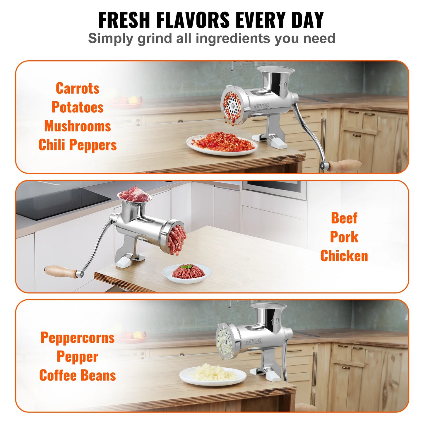 SucceBuy Manual Meat Grinder Stainless Steel With Table Clamp