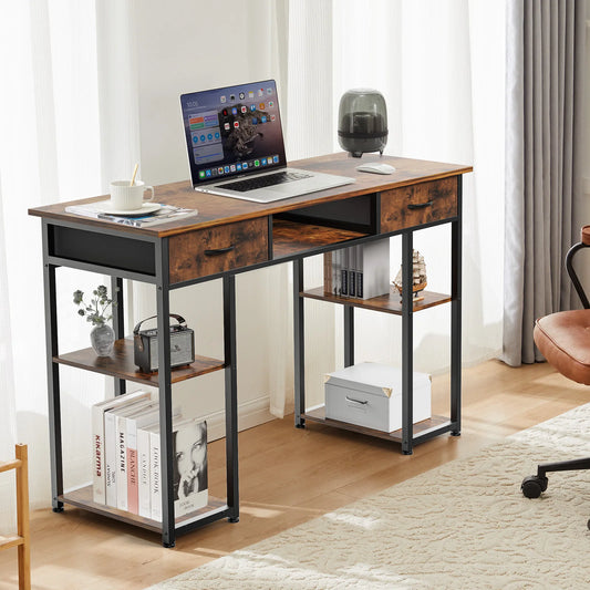 JHK Computer Gaming Desk With Fabric Drawers And Adjustable Feet