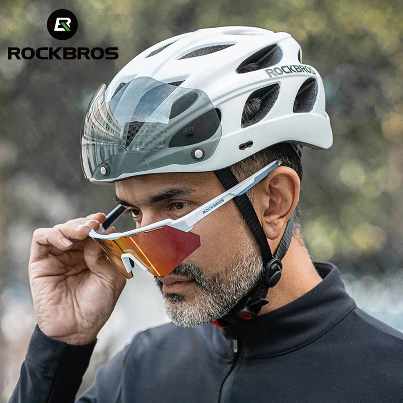 ROCKBROS MTB Road Cycling Helmet With Integrated Goggles
