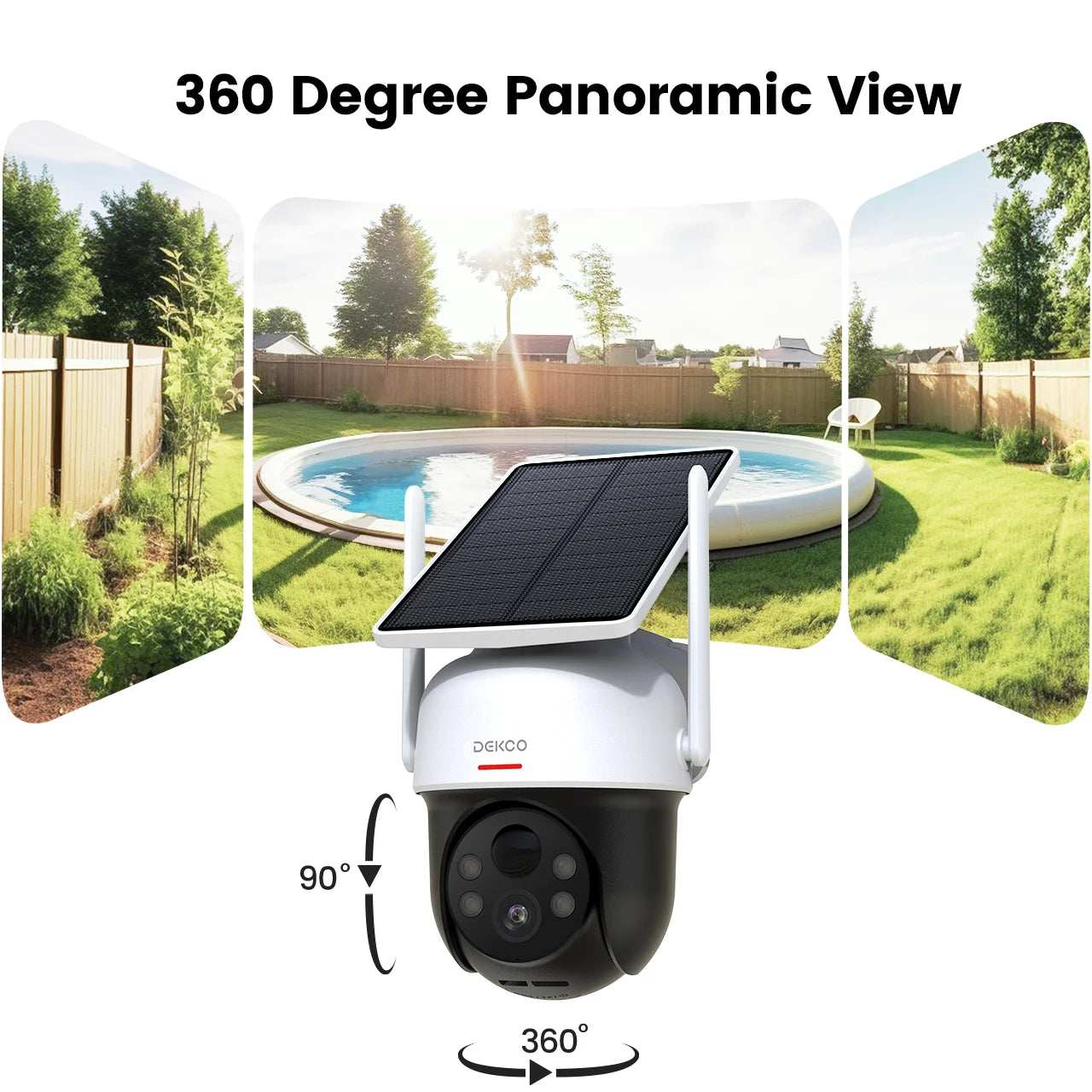 DEKCO Solar Wireless Camera 3MP 5000mAh Two Way Audio PTZ
