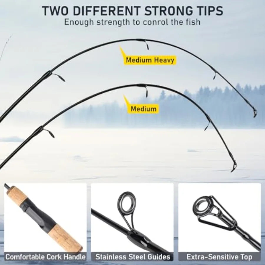 Portable Ice Fishing Rod and Reel Combo Kit Outdoors