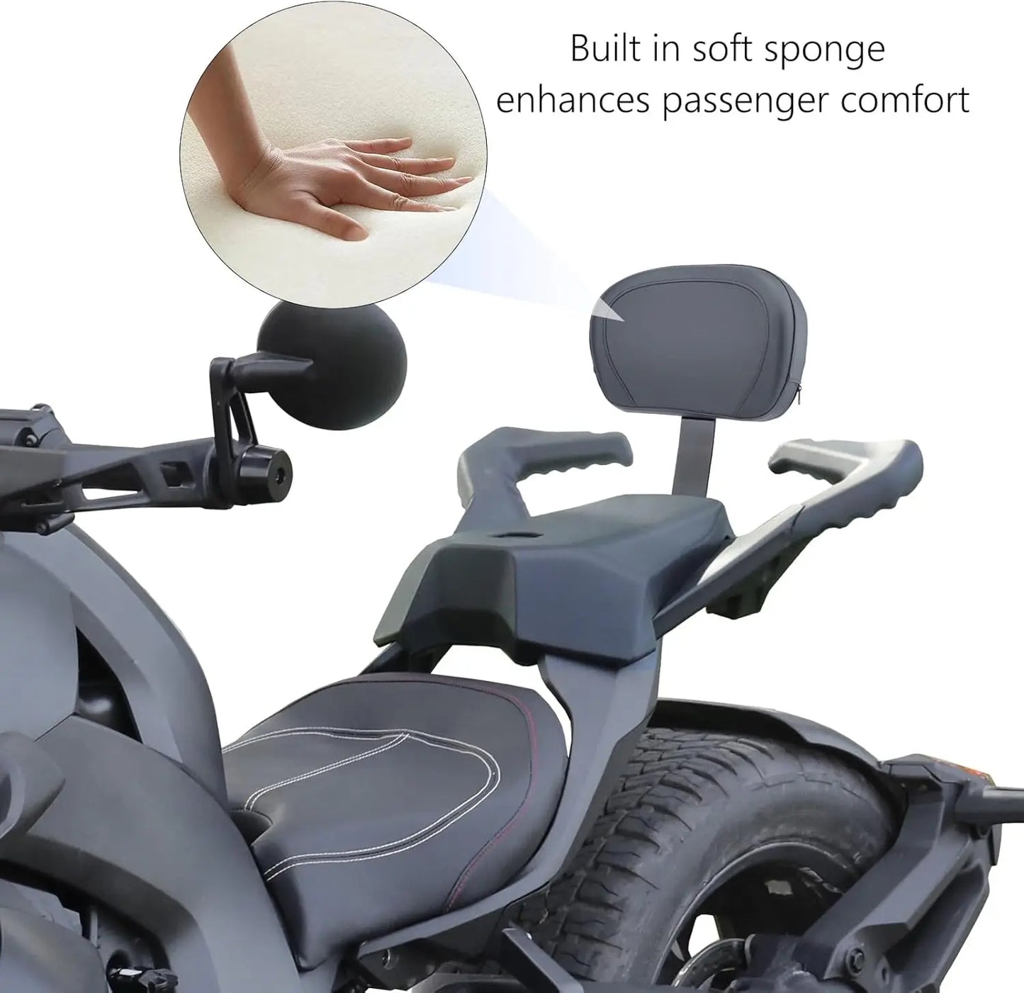 Wasonteda Soft Rear Passenger Backrest For Can-Am Ryker
