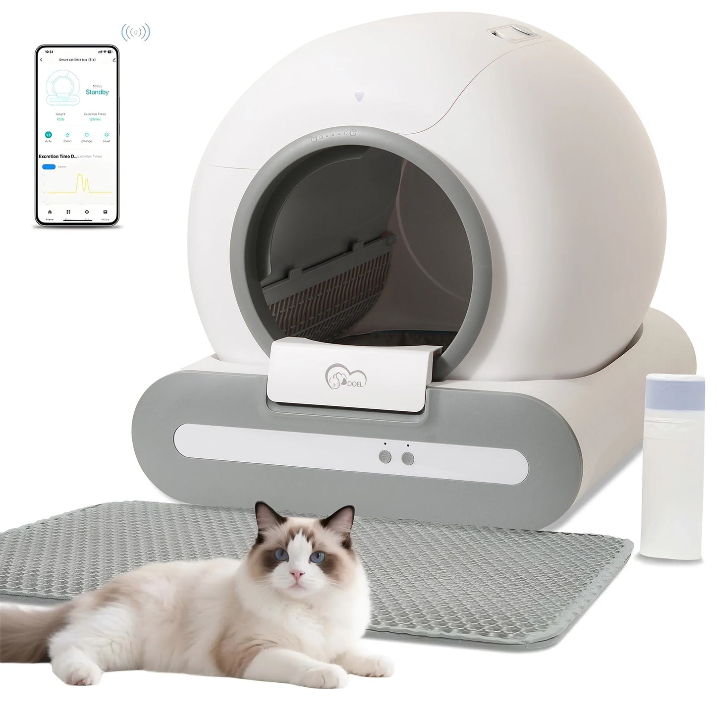 DOEL Smart Self Cleaning Cat Litter Box With App Control
