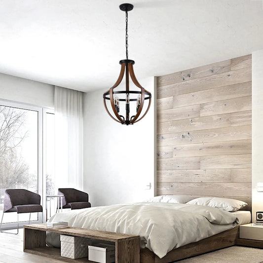 Modern Rustic Wooden Pendant Light For Kitchen And Dining