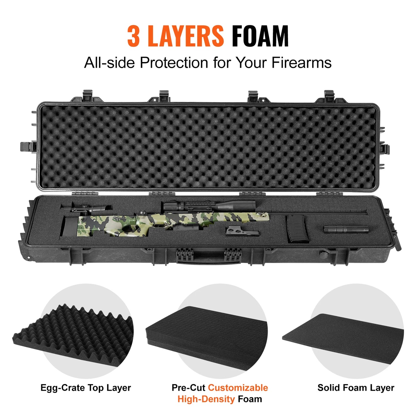 Hard Rifle Case Portable Storage For Long Guns Shockproof Waterproof
