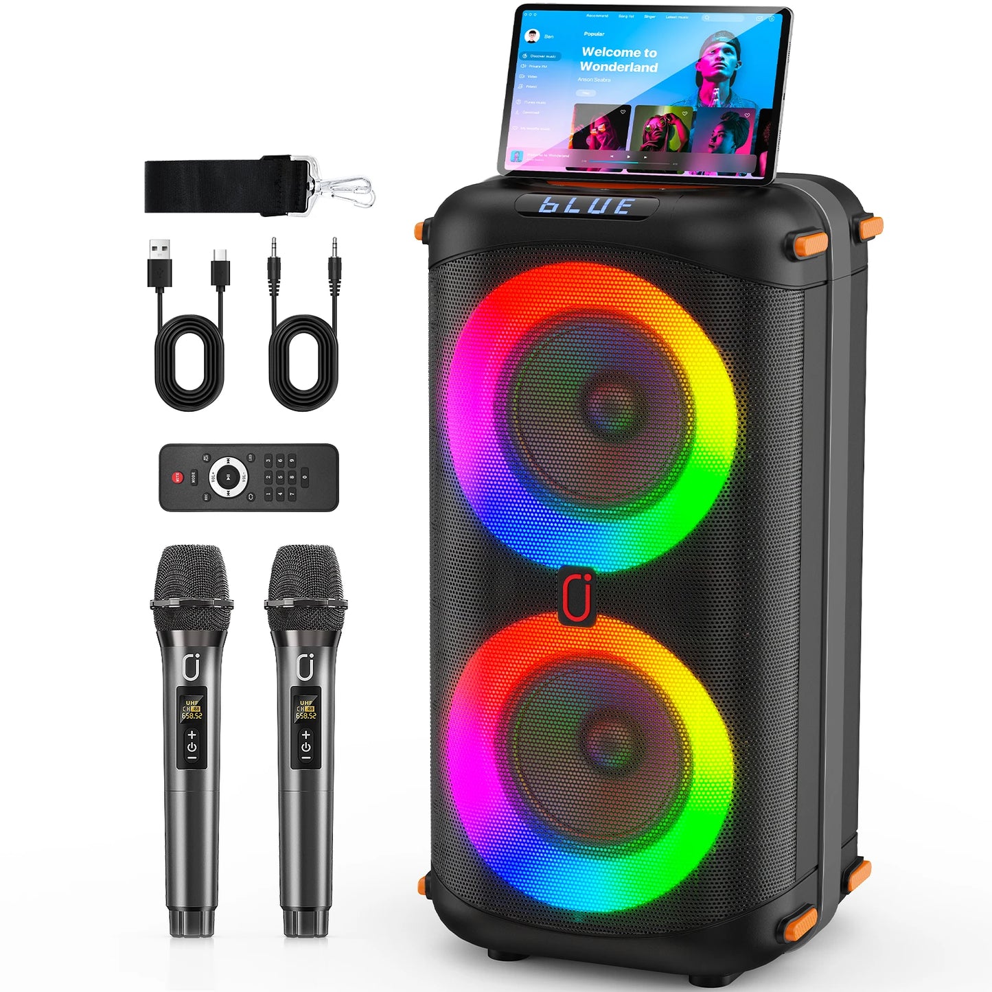 FanFun T27 Wireless Bluetooth Karaoke Speaker With Two Microphones