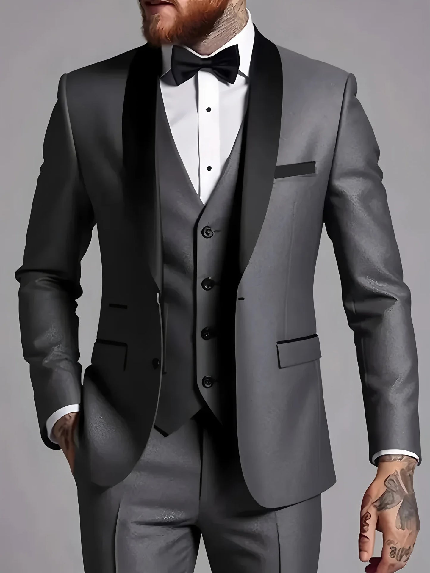 Men's Formal Suit Set Jacket Vest Pants For Business Wedding