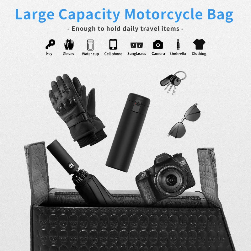Motorcycle Black PU Leather Swingarm Luggage Bag For Harley Sportster