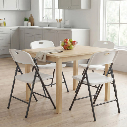 JHK Plastic Stackable Folding Chairs Heavy Duty Ergonomic Back