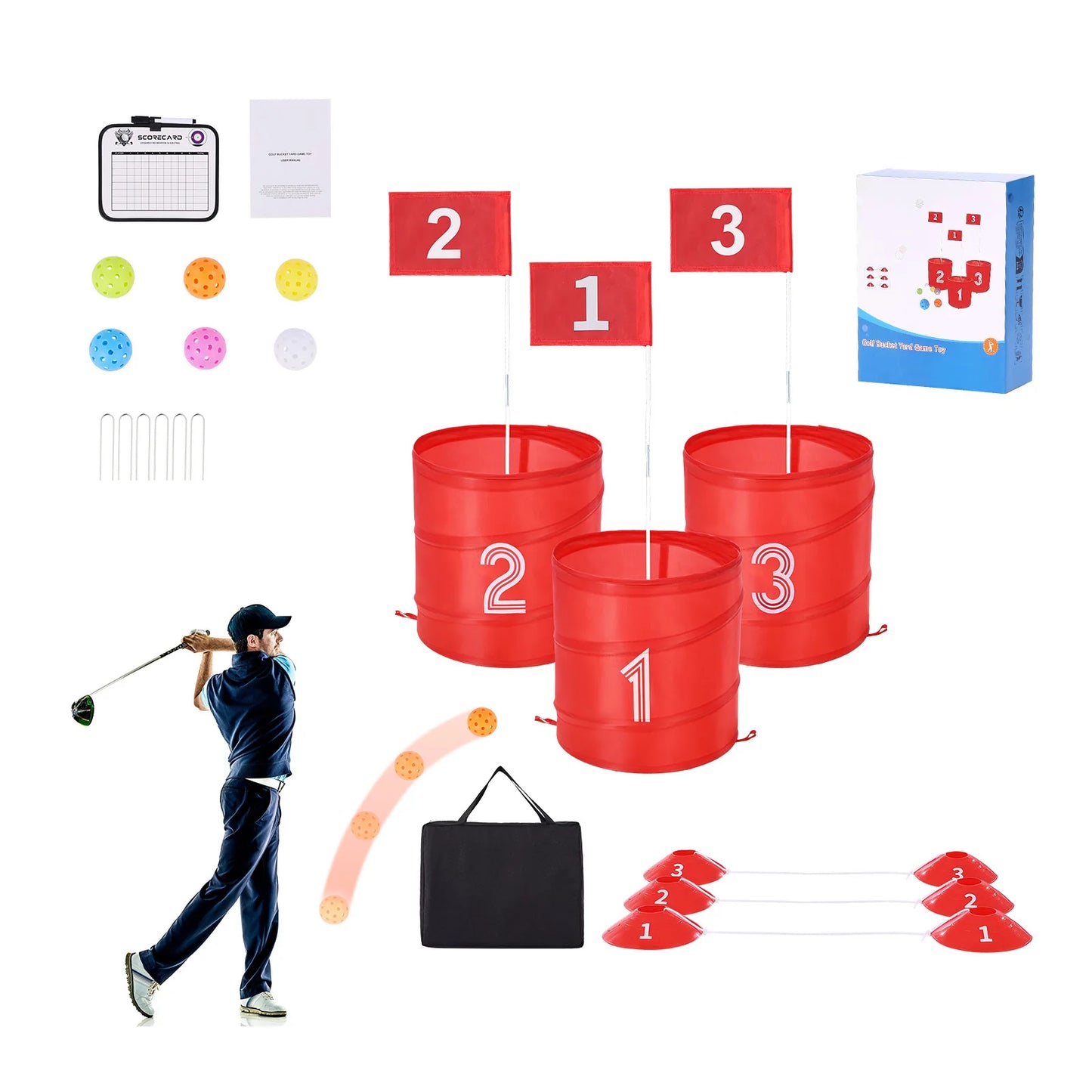 SucceBuy Backyard Golf Game Set 3 6 9 Hole Portable