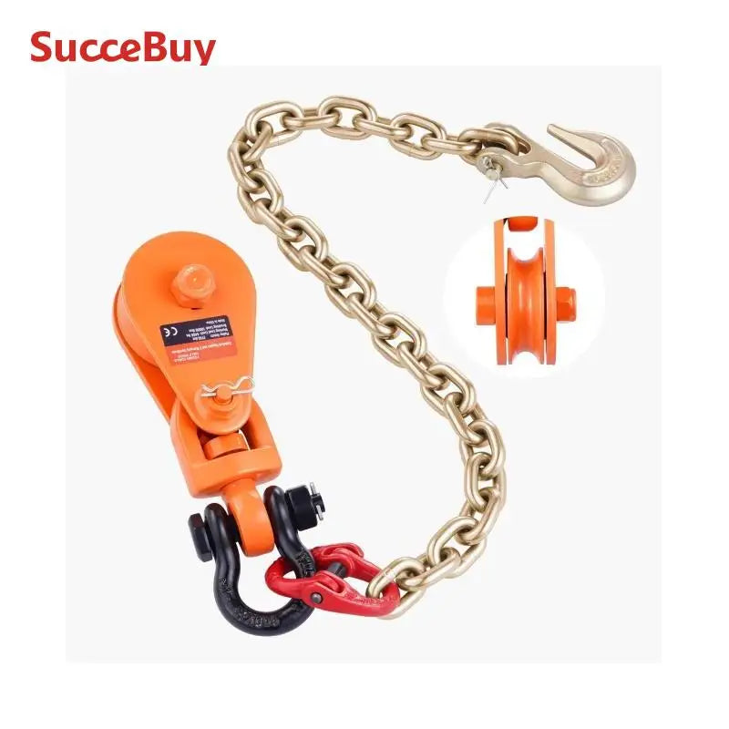 Snatch Block Pulley System With G80 Chain And Swivel Shackle