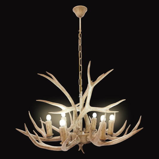 110V Resin Deer Antler Ceiling Light Chandelier 6 Lights