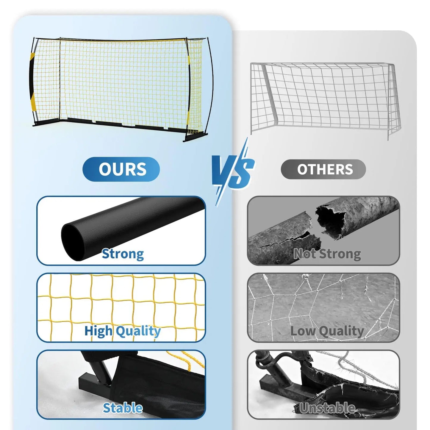Himiss 12x6 Foldable Heavy Duty Metal Portable Soccer Goal With Bag