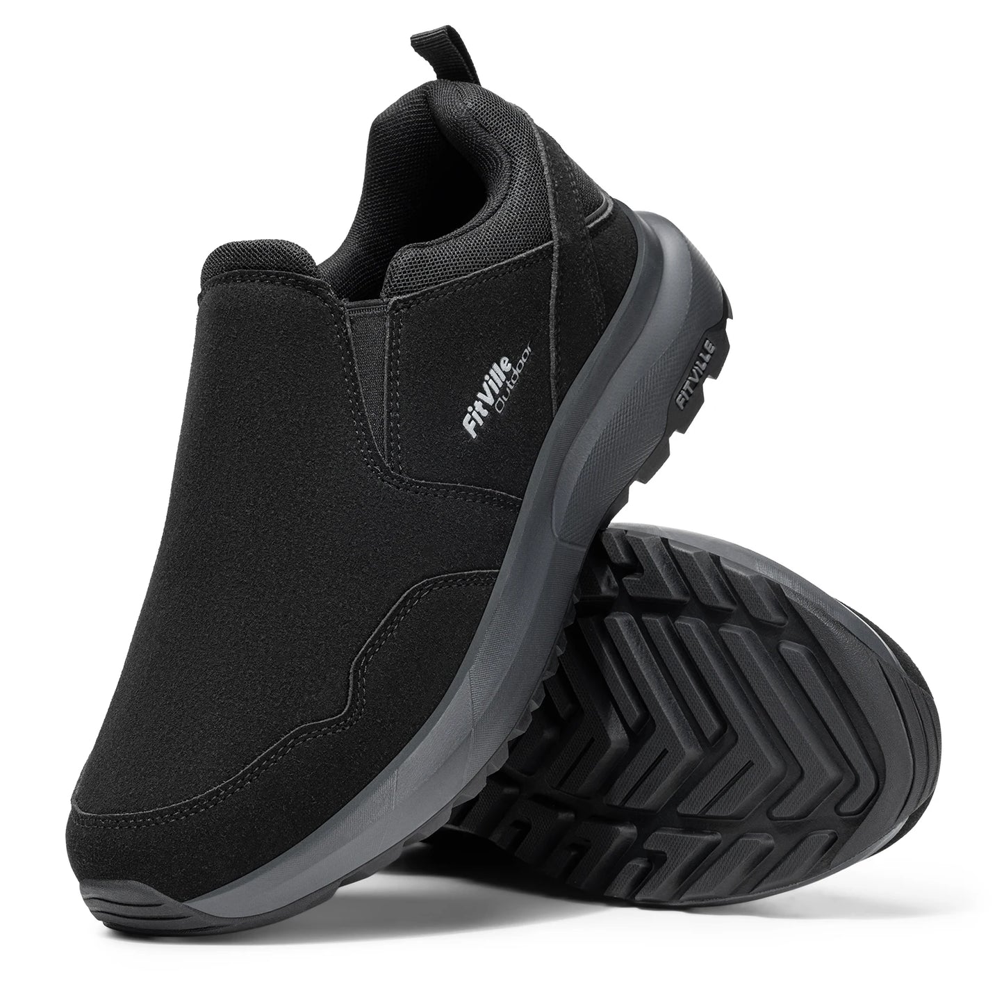 Fitville Men's Extra Wide Slip On Hiking Shoes With Arch Support