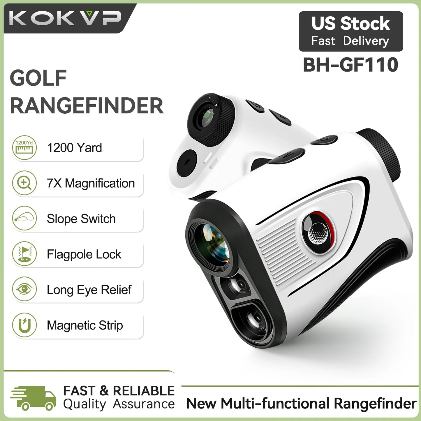 Kokvp Golf Rangefinder 7x 1200 Yards Slope Compensation Flag Lock