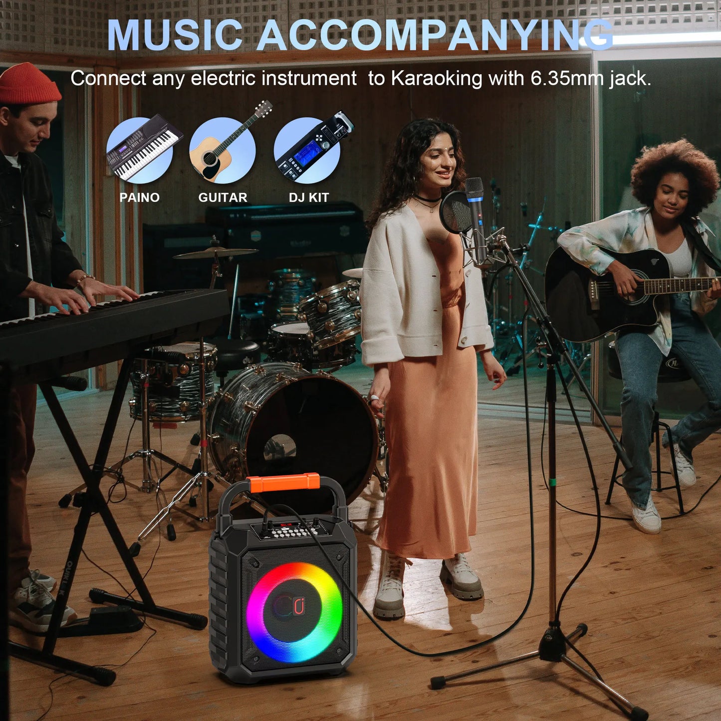 FanFun T17 Wireless Bluetooth Karaoke Speaker System With Microphones