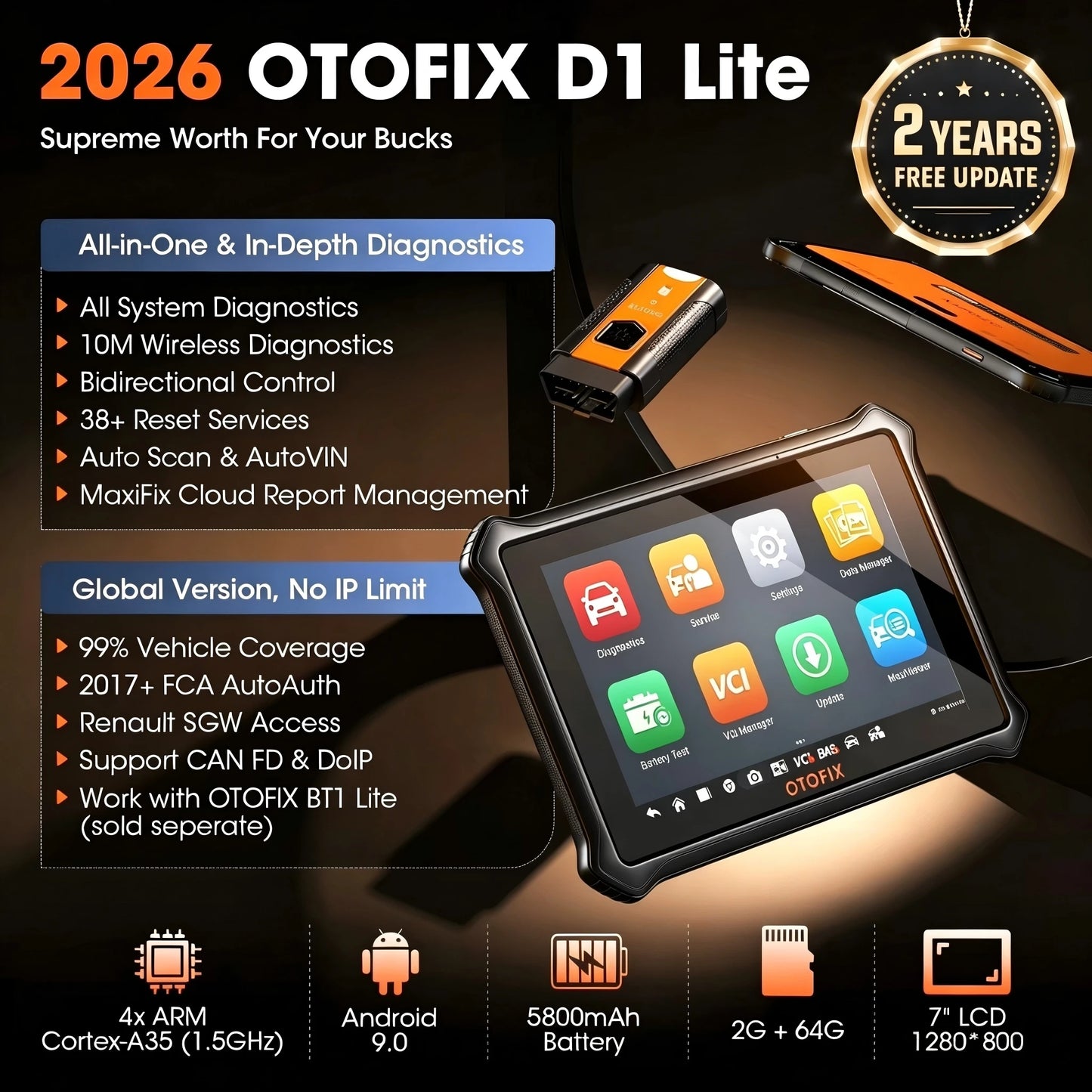 Otofix D1 Lite All System Car Diagnostic Tool OBD2 Bluetooth