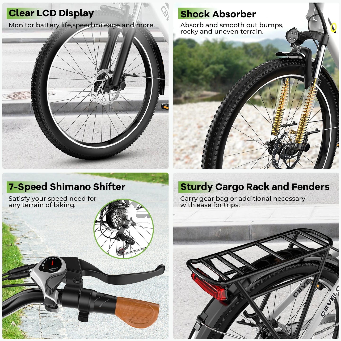 CYBERVELO Urban Commute EBike With 1000W Peak Motor Detachable Battery