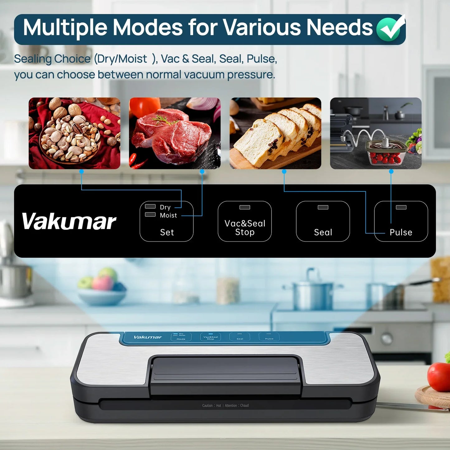 Vakumar VH1506 Vacuum Sealer Machine Sous Vide With Automatic Lock