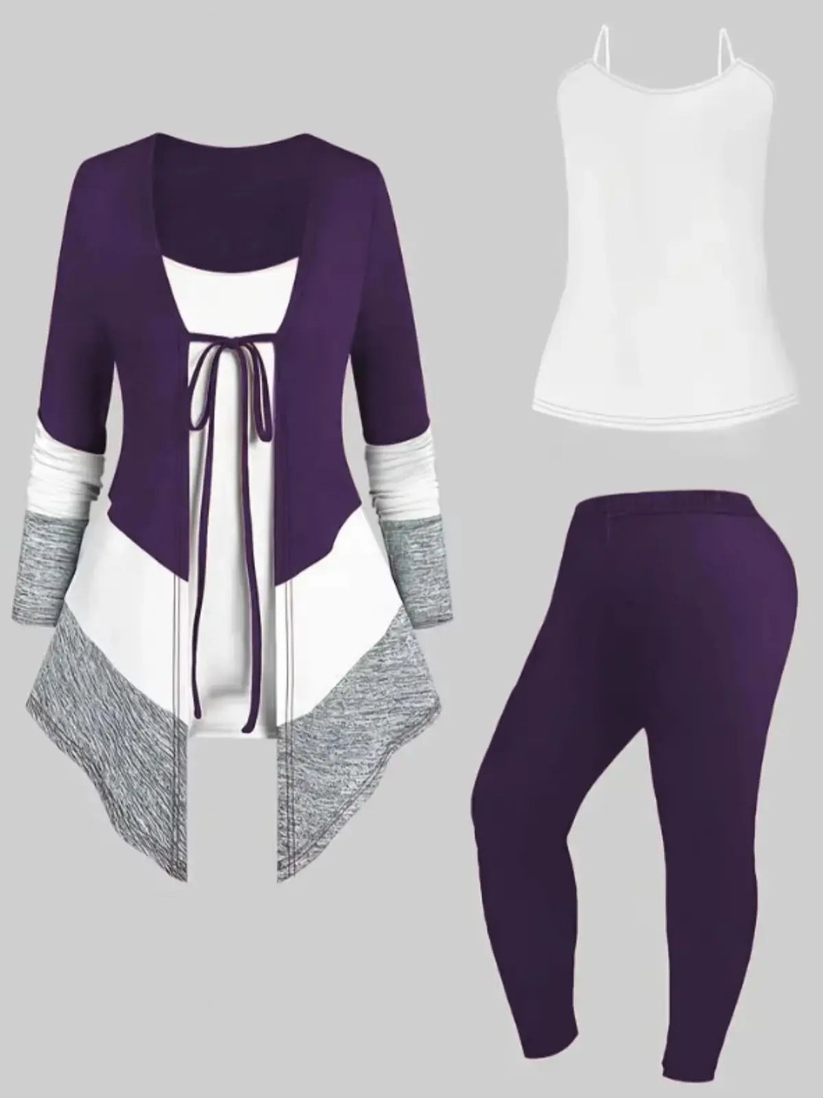 Women Tie Front Cardigan Cami And Pants Loungewear Set