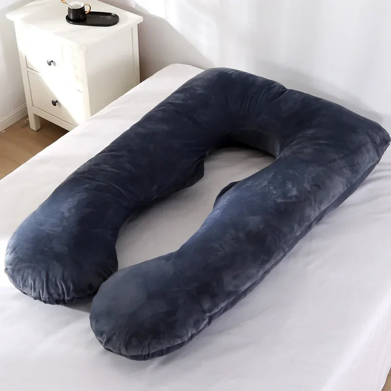 U Shaped Pregnancy Pillow Soft Fleece Full Body Support Cushion