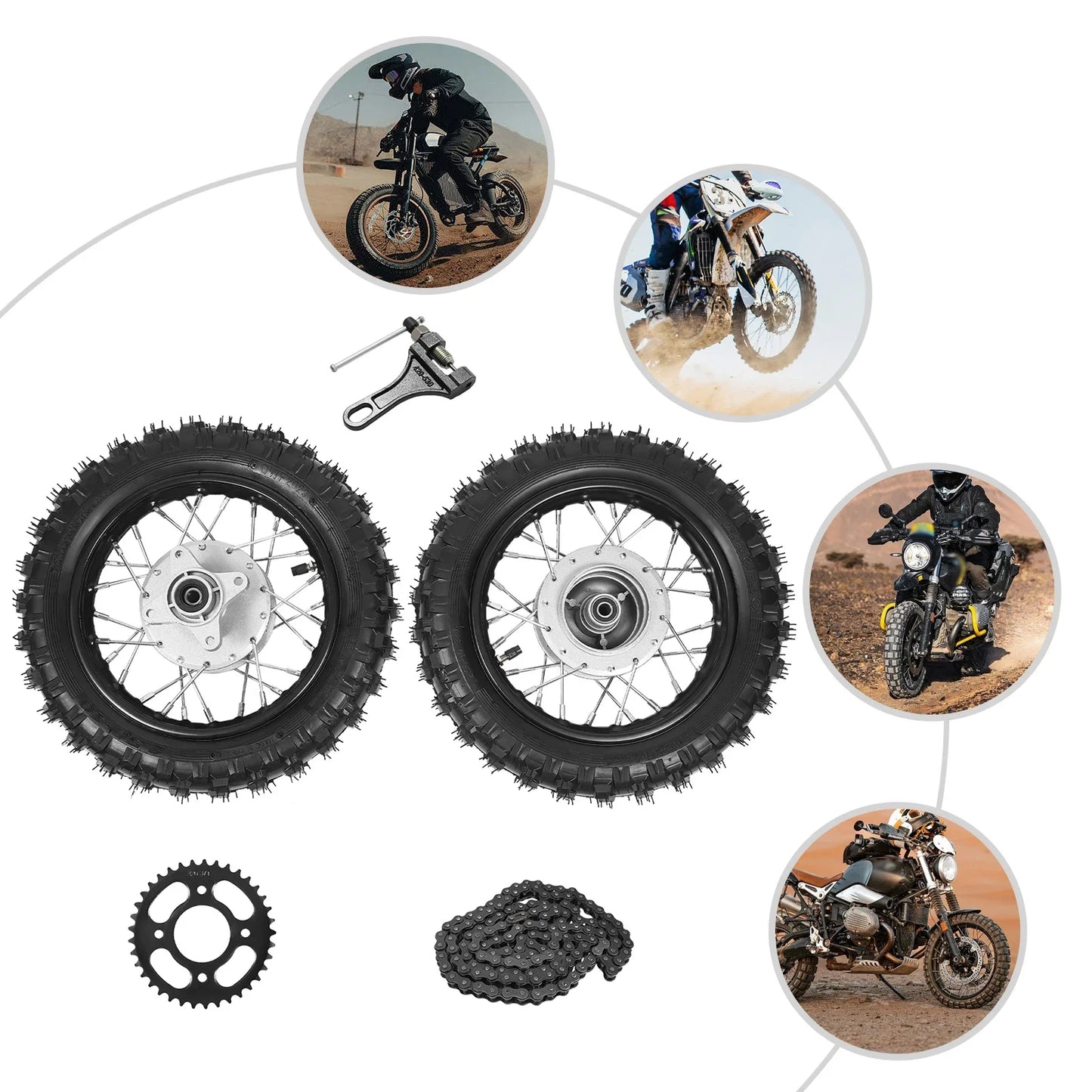 Front Rear Alloy Tire Rim Wheel Assembly for Honda CRF50 Dirt Bike