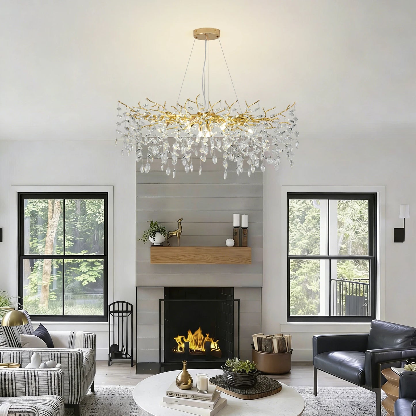 GreeLustr Modern LED Crystal Chandelier Pendant Light For Dining Living Room