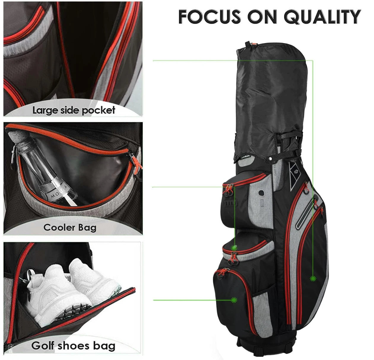 Livsingolf Full Length Dividers Sturdy Spacious Cart Bag